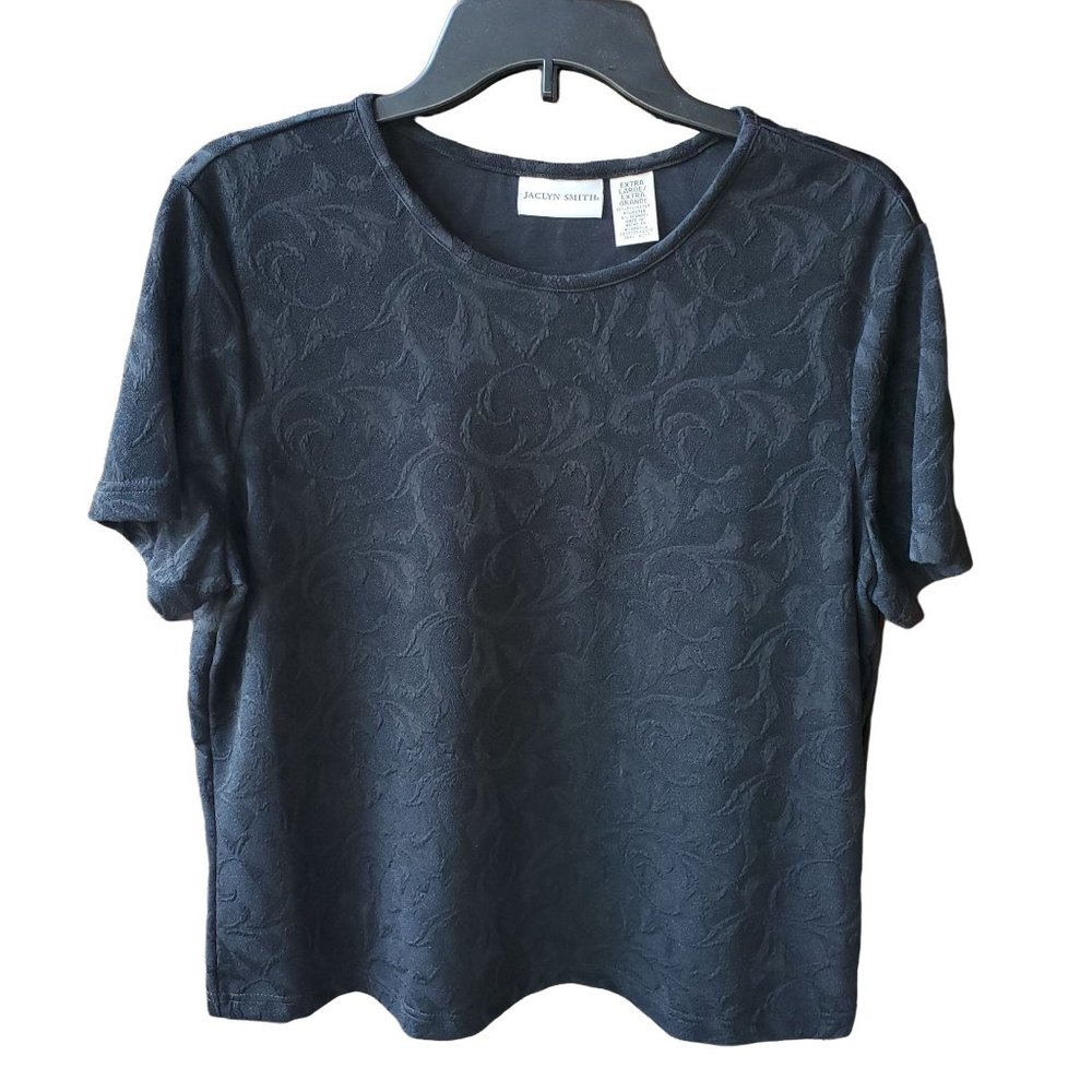 Jaclyn Smith Black Top Short Sleeve Women's Extra Large
